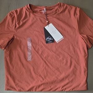 Calia Inspire Lite Short Sleeve Top In Red Brown